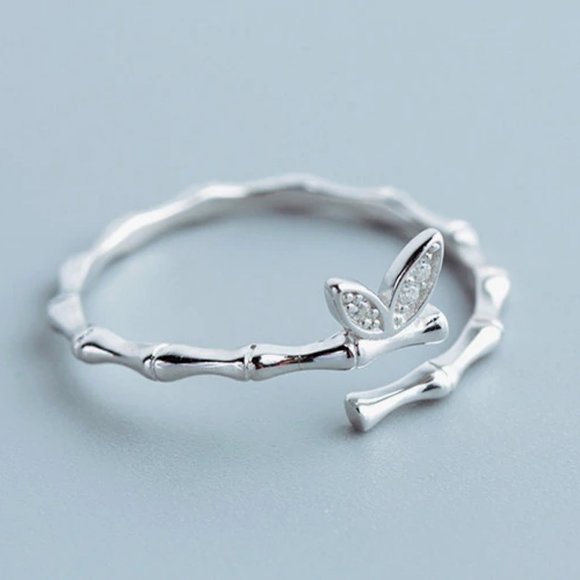 Sterling Silver Diamond Butterfly Adjustable Ring - Picture 4 of 8